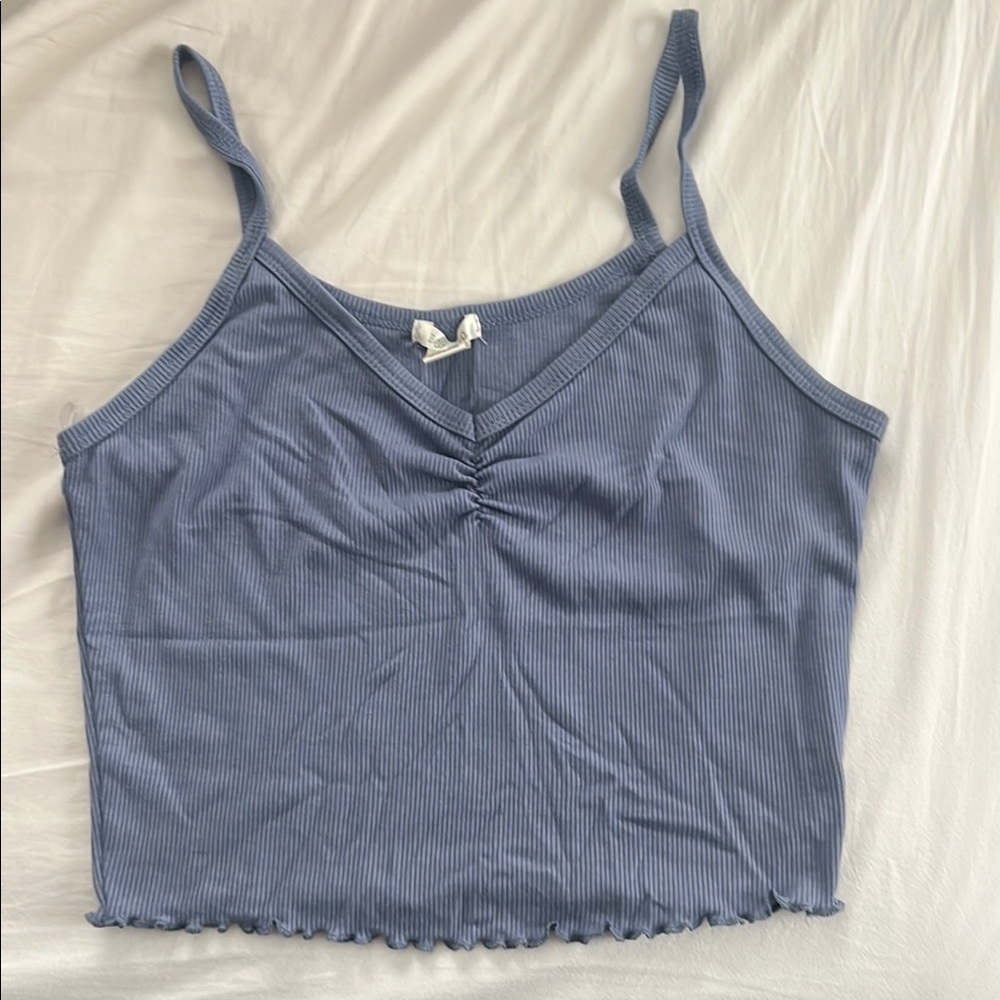Blue Ribbed Women's Top